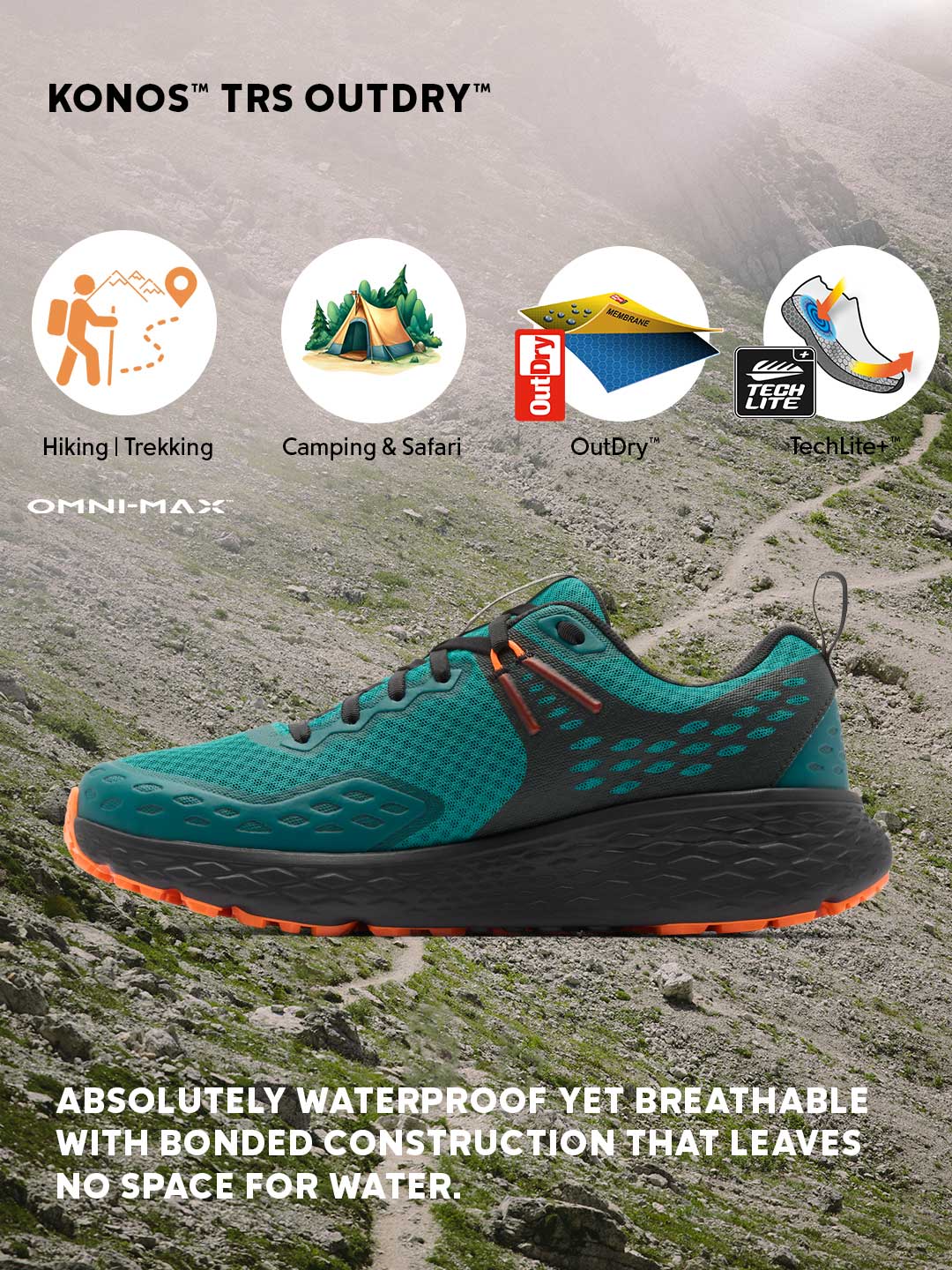 Columbia Men Teal OutDry Konos TRS Hiking & Trekking Shoes (Fully Waterproof)