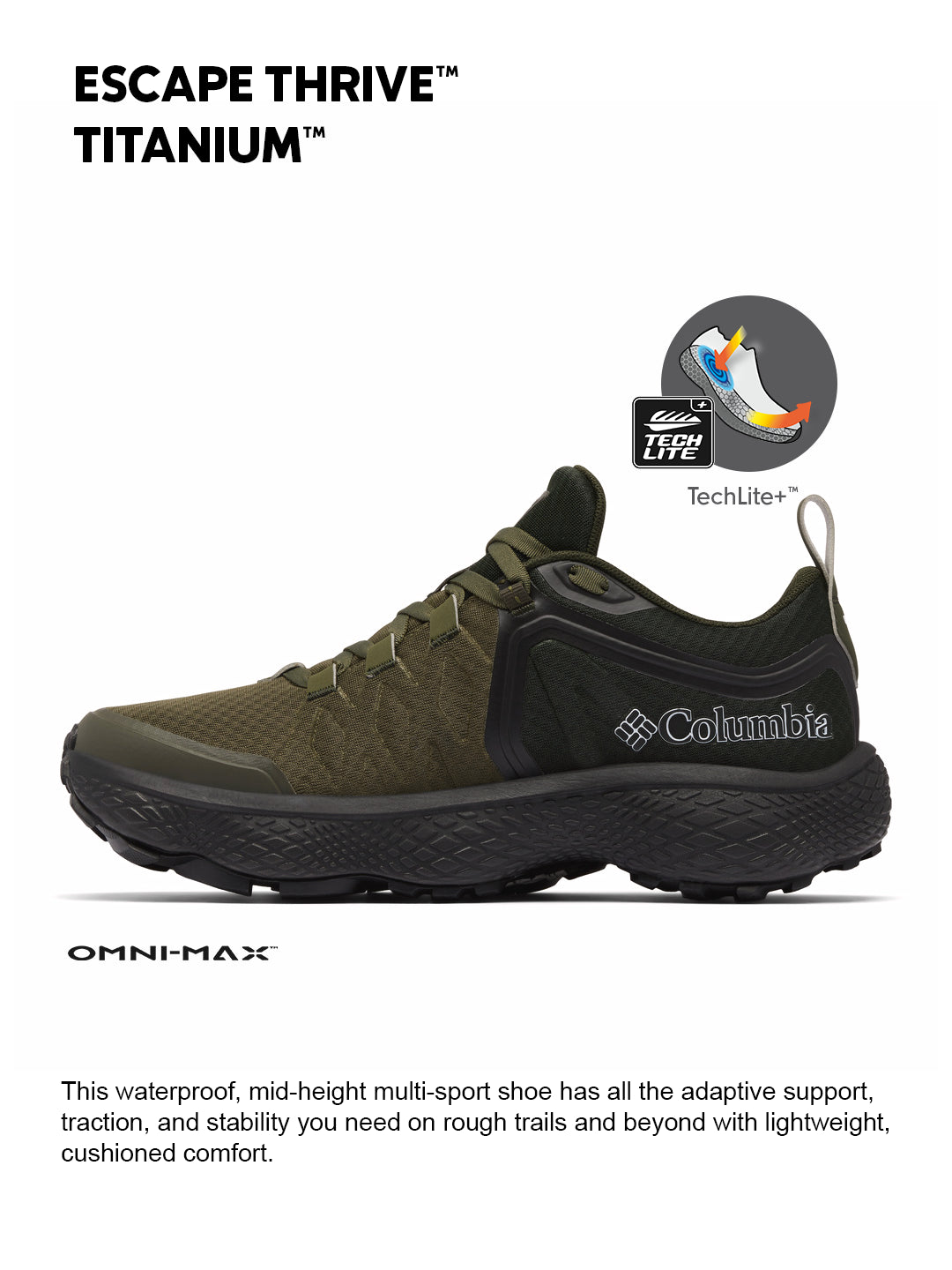 Columbia Men Green Omni-Max Escape Thrive Titanium Low Shoes