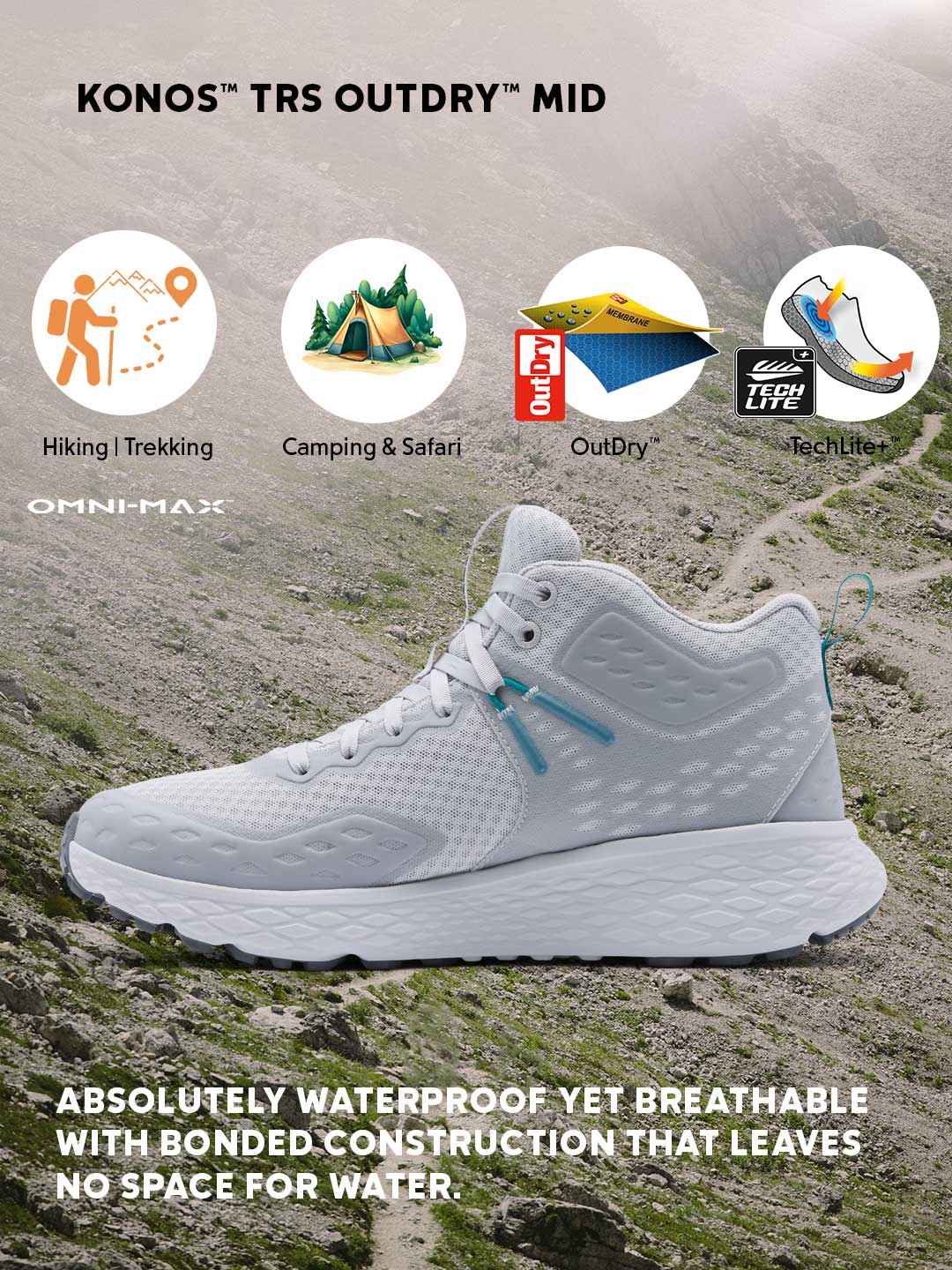 Columbia Men Grey OutDry Konos TRS Hiking & Trekking Shoes (Fully Waterproof)