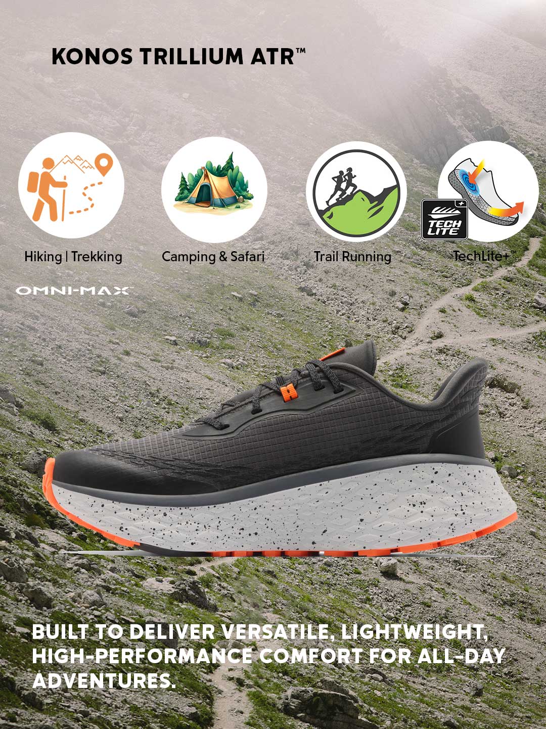 Columbia Men Dark Grey Omni-Max Konos Trillium ATR Trail Running Shoes