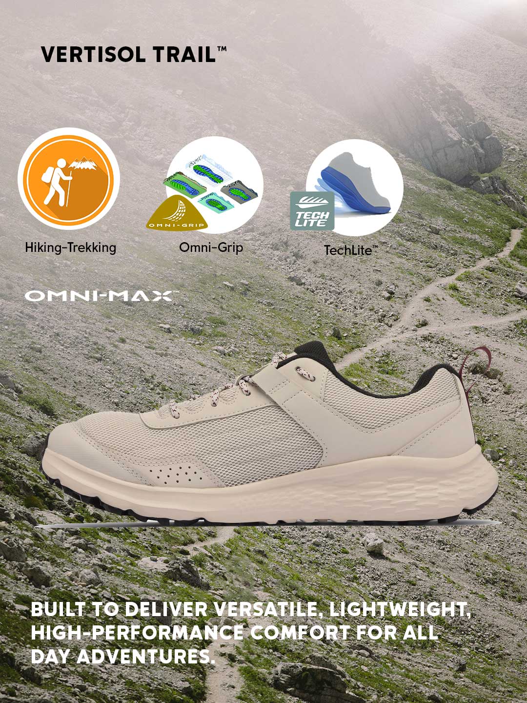 Columbia Men Beige Omni-Grip Vertisol Trail Hiking & Trekking Shoes