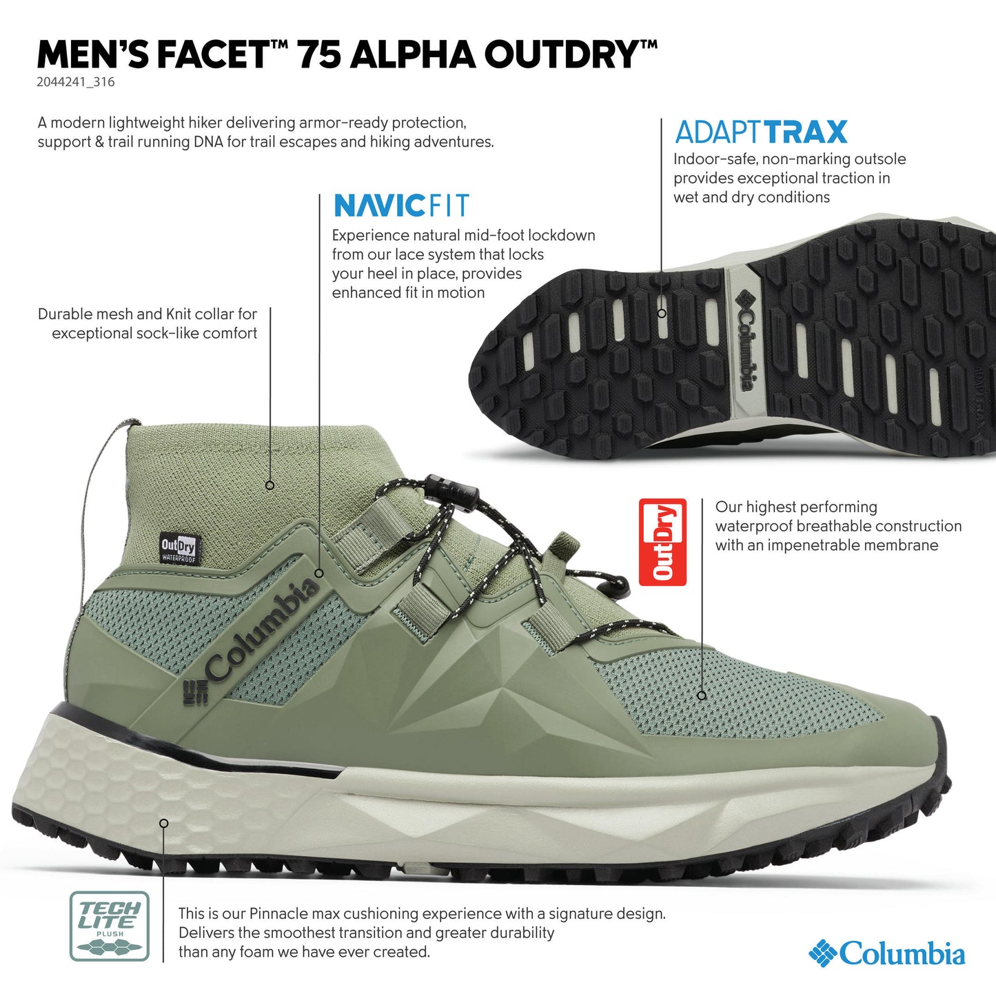 Columbia Men Green FACET 75 ALPHA OUTDRY