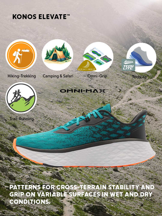 Columbia Men Teal Omni-Grip Konos Elevate Trail Running Shoes