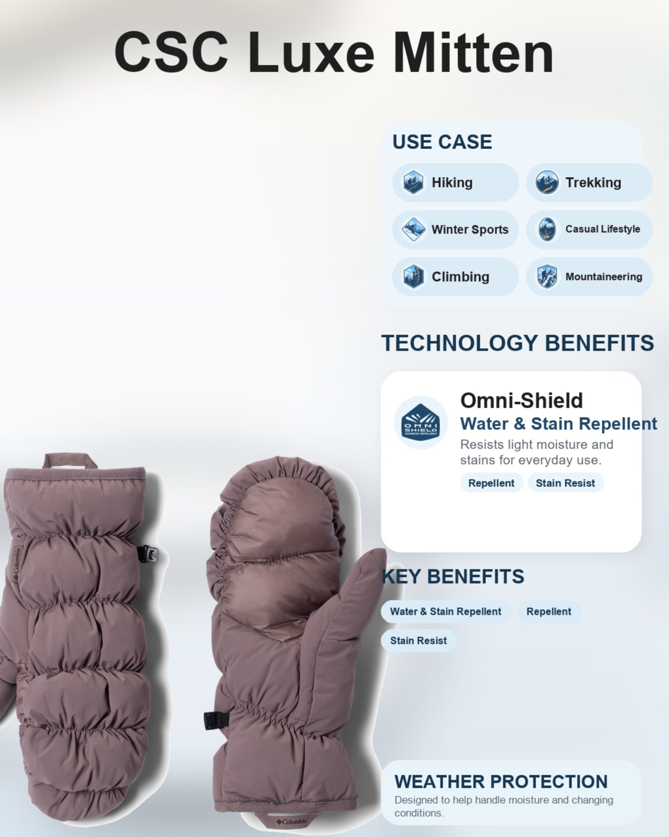 Columbia Women Brown Omni-Shield CSC Luxe Mitten