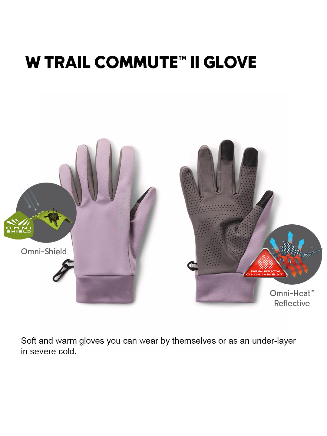 Columbia Women Purple Omni-Heat Inifnity W Trail Commute II Gloves