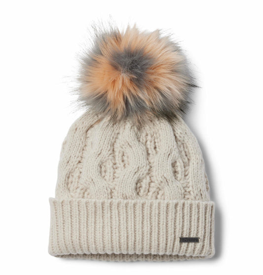 Columbia Womens Brown Boundless Days Cable Knit Pom Beanie