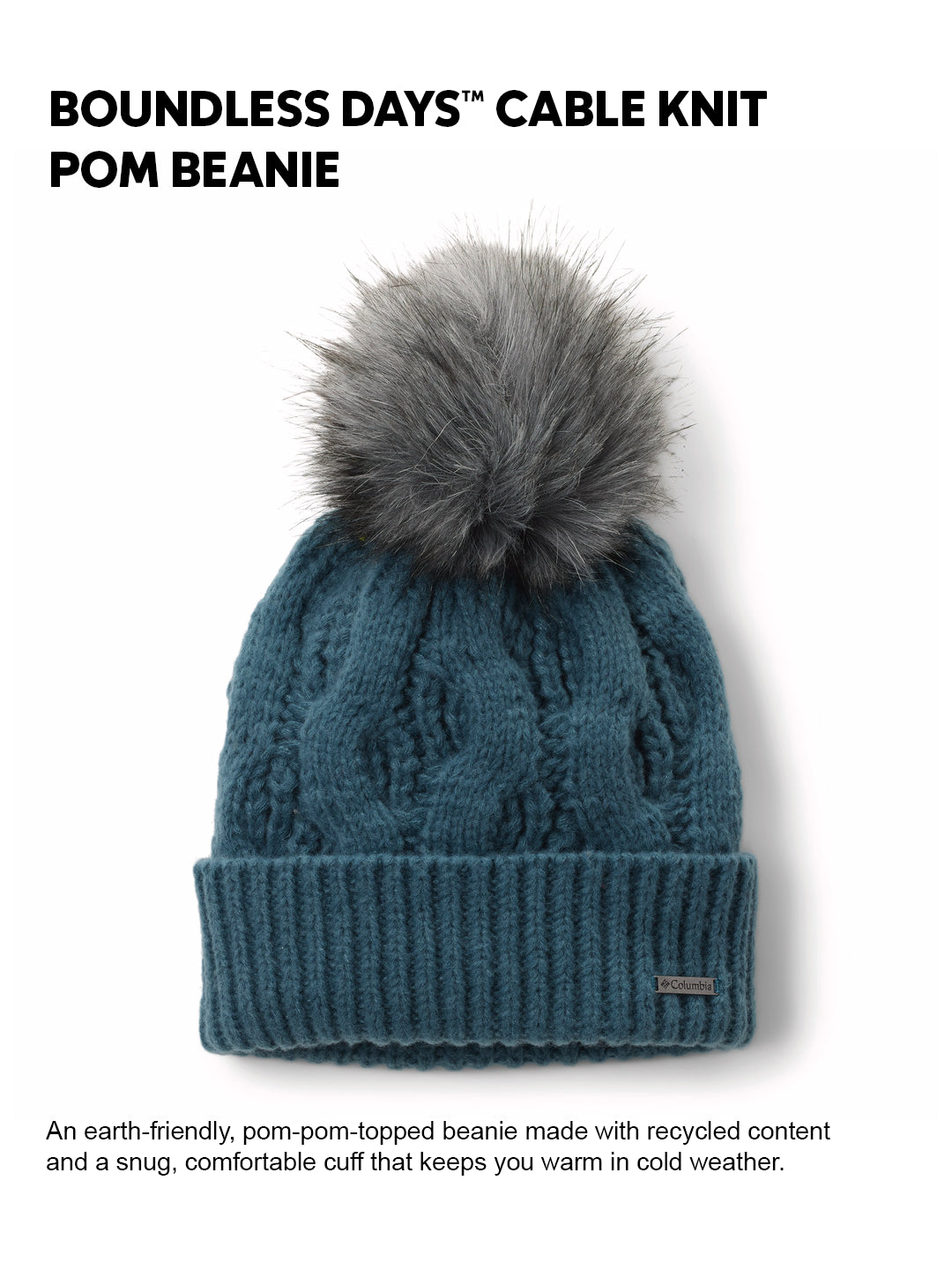 Women's Cable Knit Pom Beanie Cream Color Women's Cable Knit Pom Beanie Cream Color