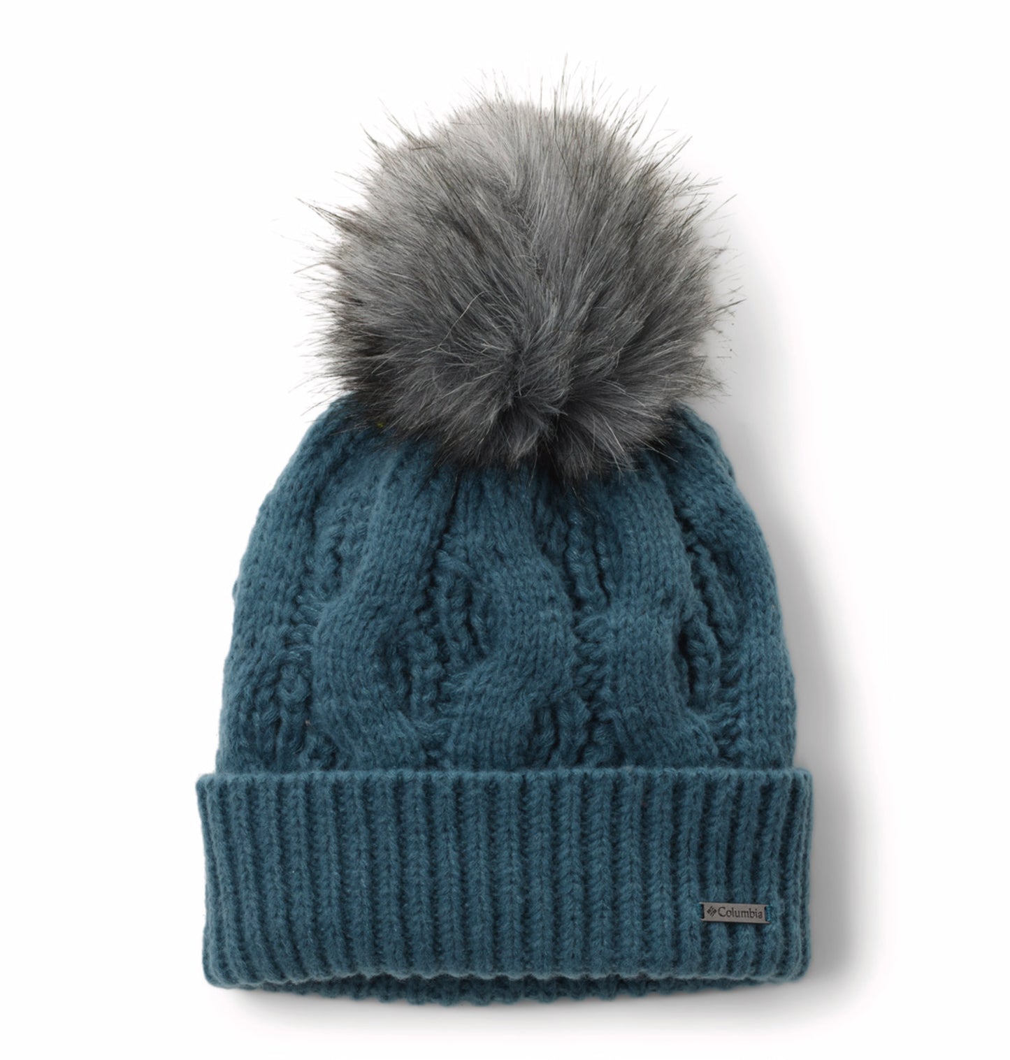 Columbia Women Blue Boundless Days Cable Knit Pom Beanie