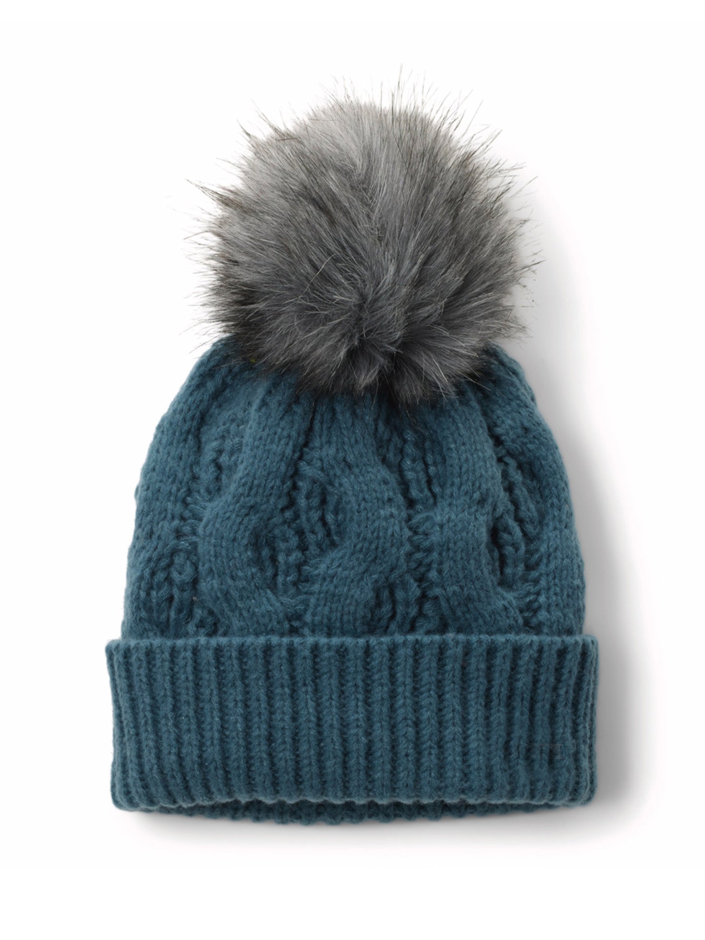 Columbia Women Blue Boundless Days Cable Knit Pom Beanie