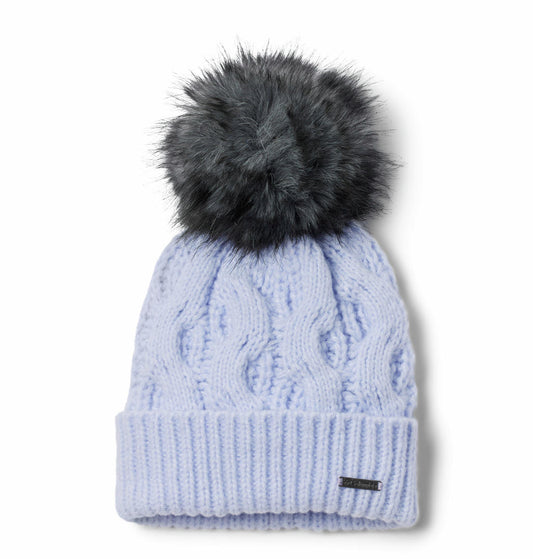 Columbia Womens Purple Boundless Days Cable Knit Pom Beanie