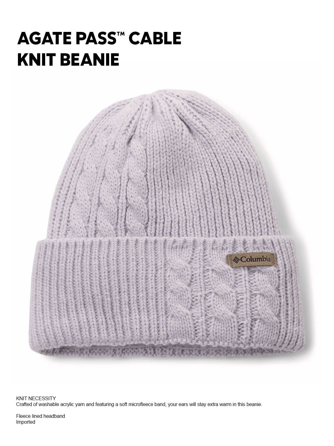 Columbia Womens Purple  Agate Pass Cable Knit Beanie