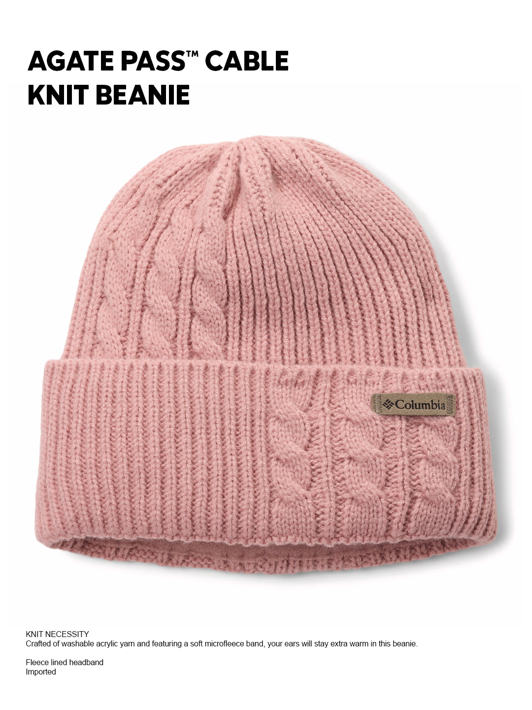 Columbia Womens Peach  Agate Pass Cable Knit Beanie