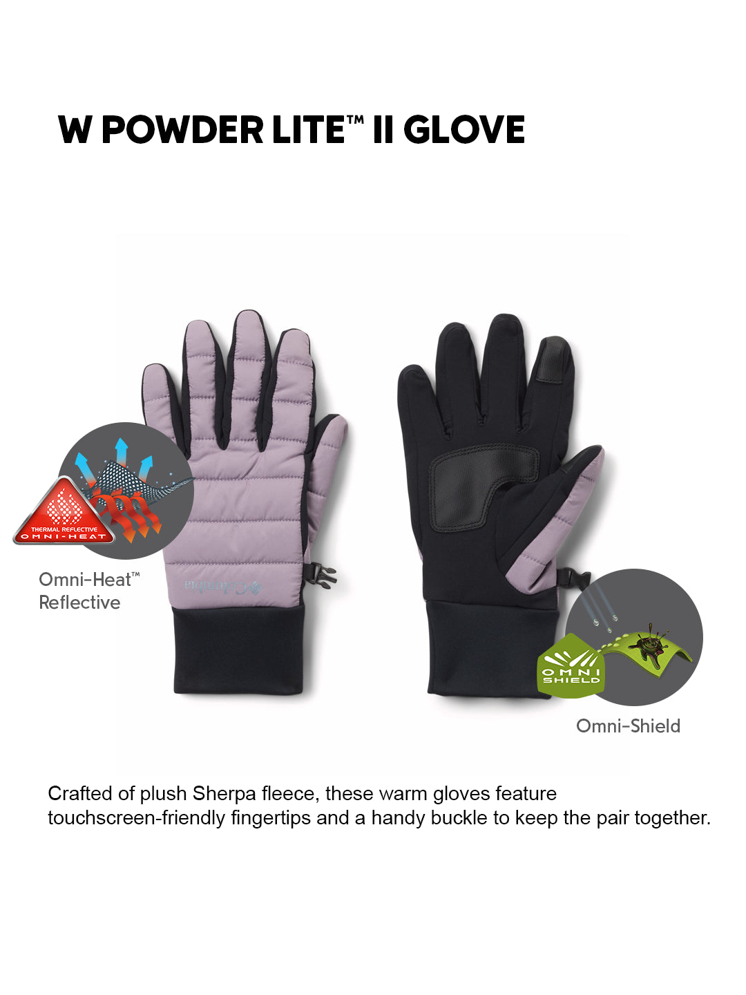 Columbia Women Purple Omni-Heat Reflective W Powder Lite II Gloves