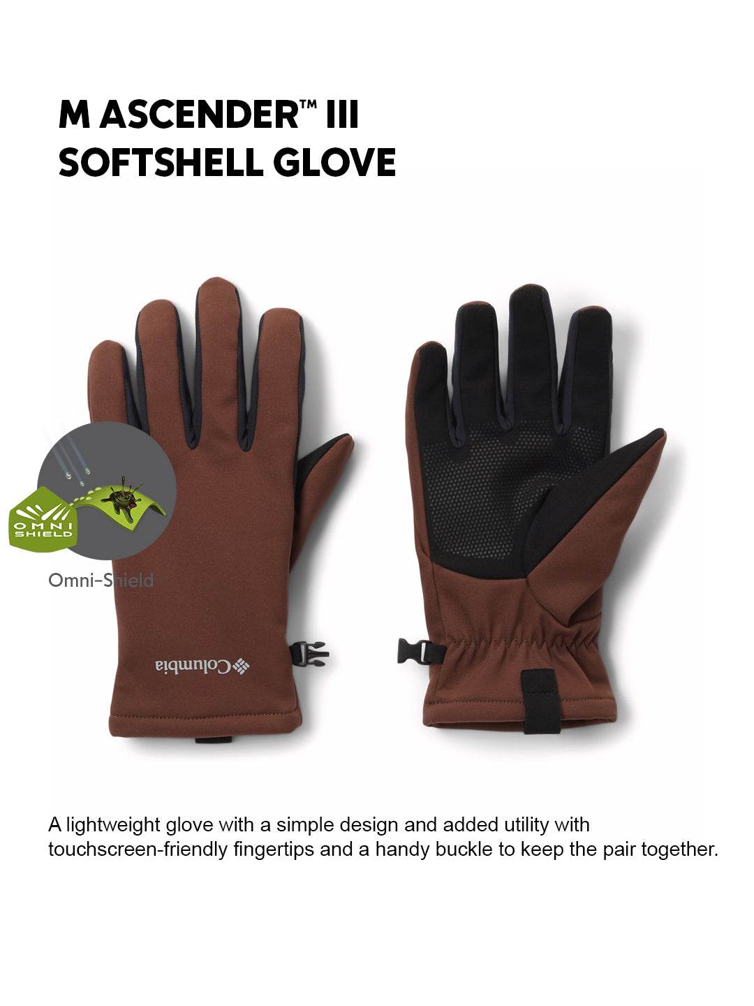 Columbia Mens Black OmniShield M Ascender III Softshell Gloves