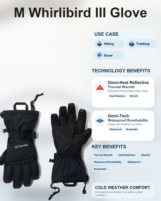 Columbia Men Black Omni-Heat Reflective M Whirlibird III Gloves