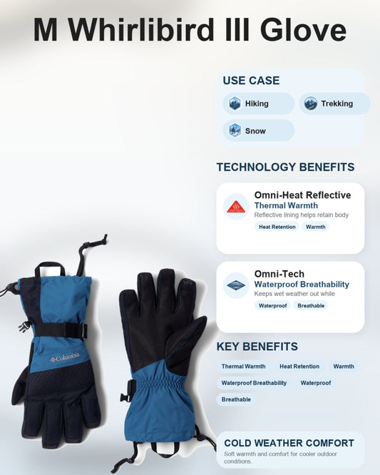 Columbia Men Blue Omni-Heat Reflective M Whirlibird III Gloves