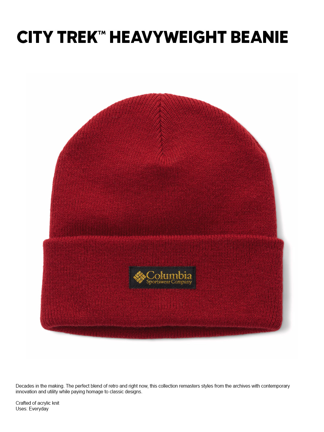Columbia Unisex Maroon  City Trek Heavyweight Beanie