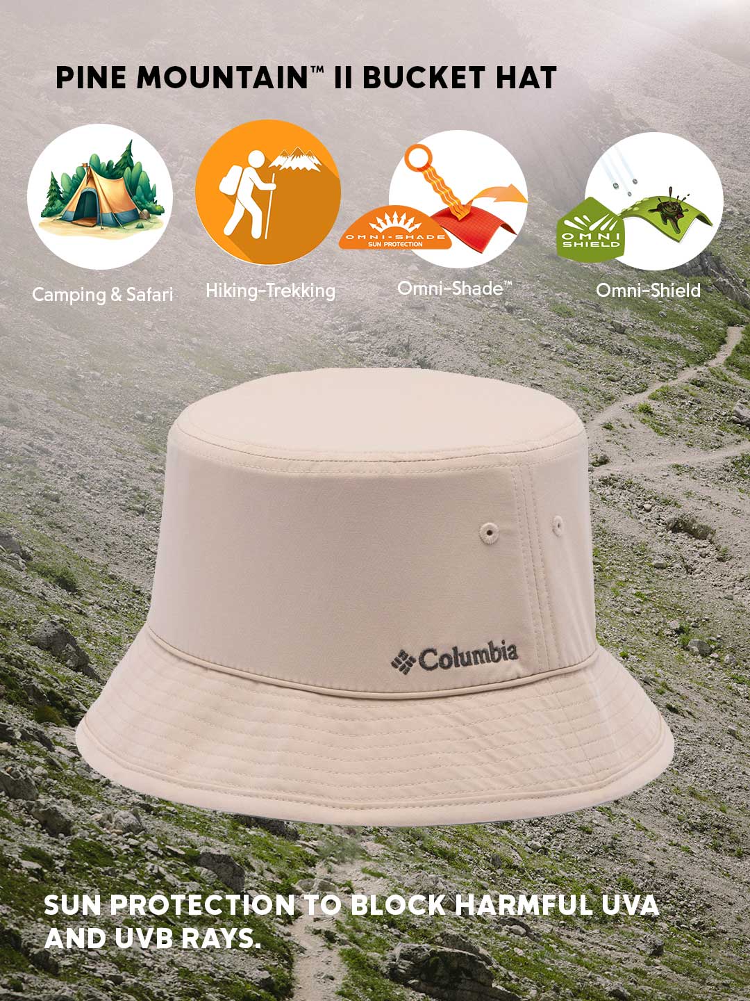 Columbia Unisex Beige Omni-Shade Pine Mountain II Bucket Hat