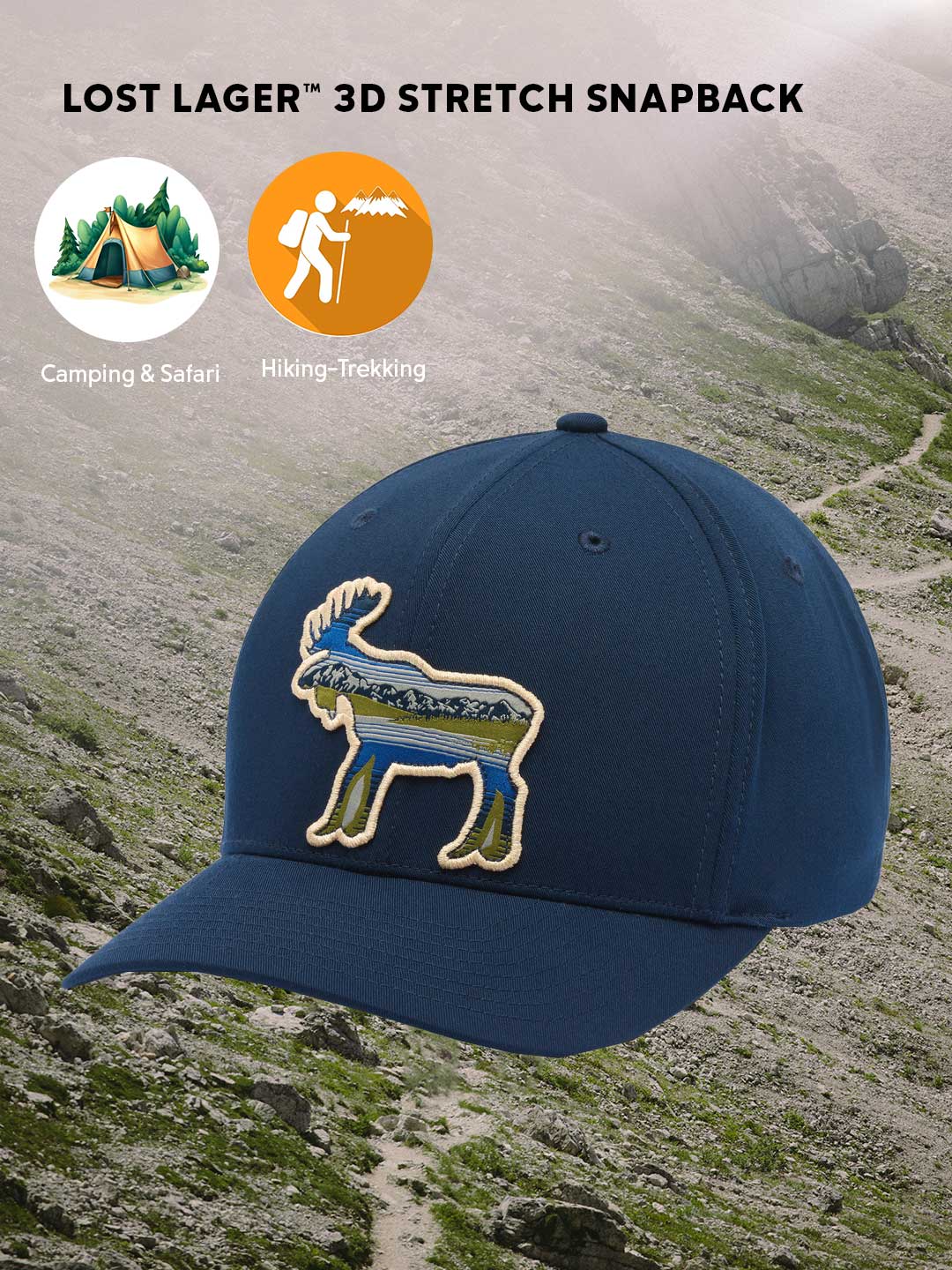 Columbia Unisex Navy Blue Lost Lager 3D Stretch Snap Back Cap