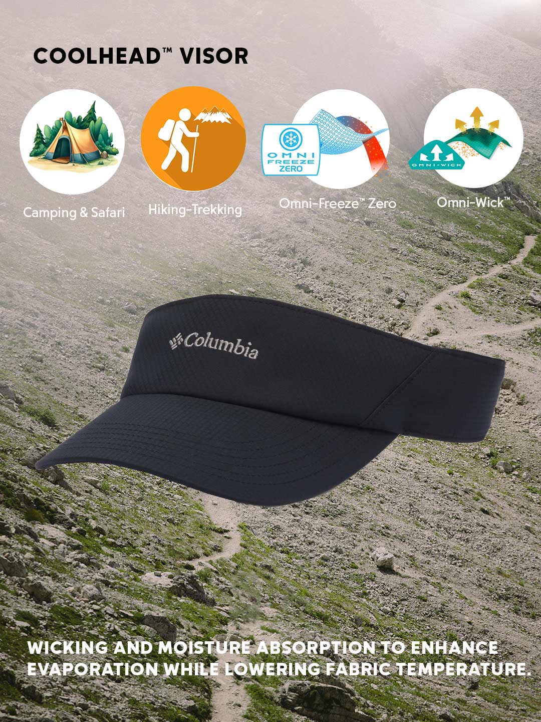 Columbia Unisex Black Omni-Freeze Coolhead Performance Visor