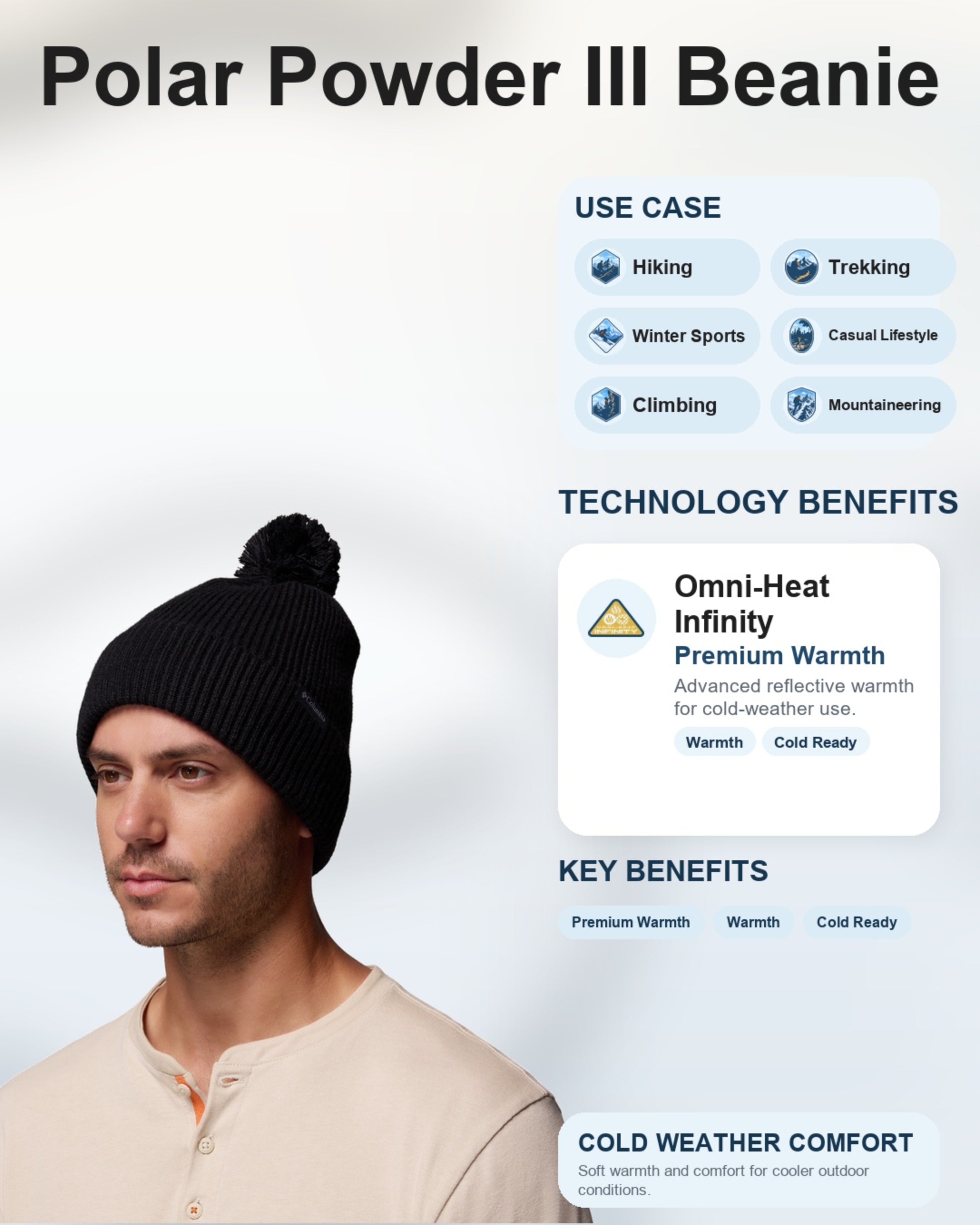 Columbia Unisex Black Omni-Heat Infinity Polar Powder III Beanie