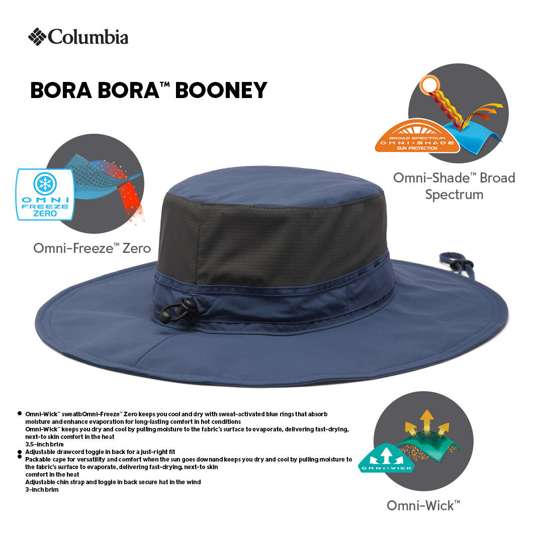 Columbia Unisex Navy Blue Omni-Shade Broad Spectrum Coolhead III Zero Booney Hat