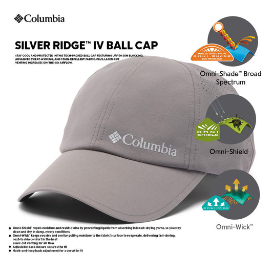 Columbia Unisex Grey Omni-Wick Silver Ridge IV Ball Cap