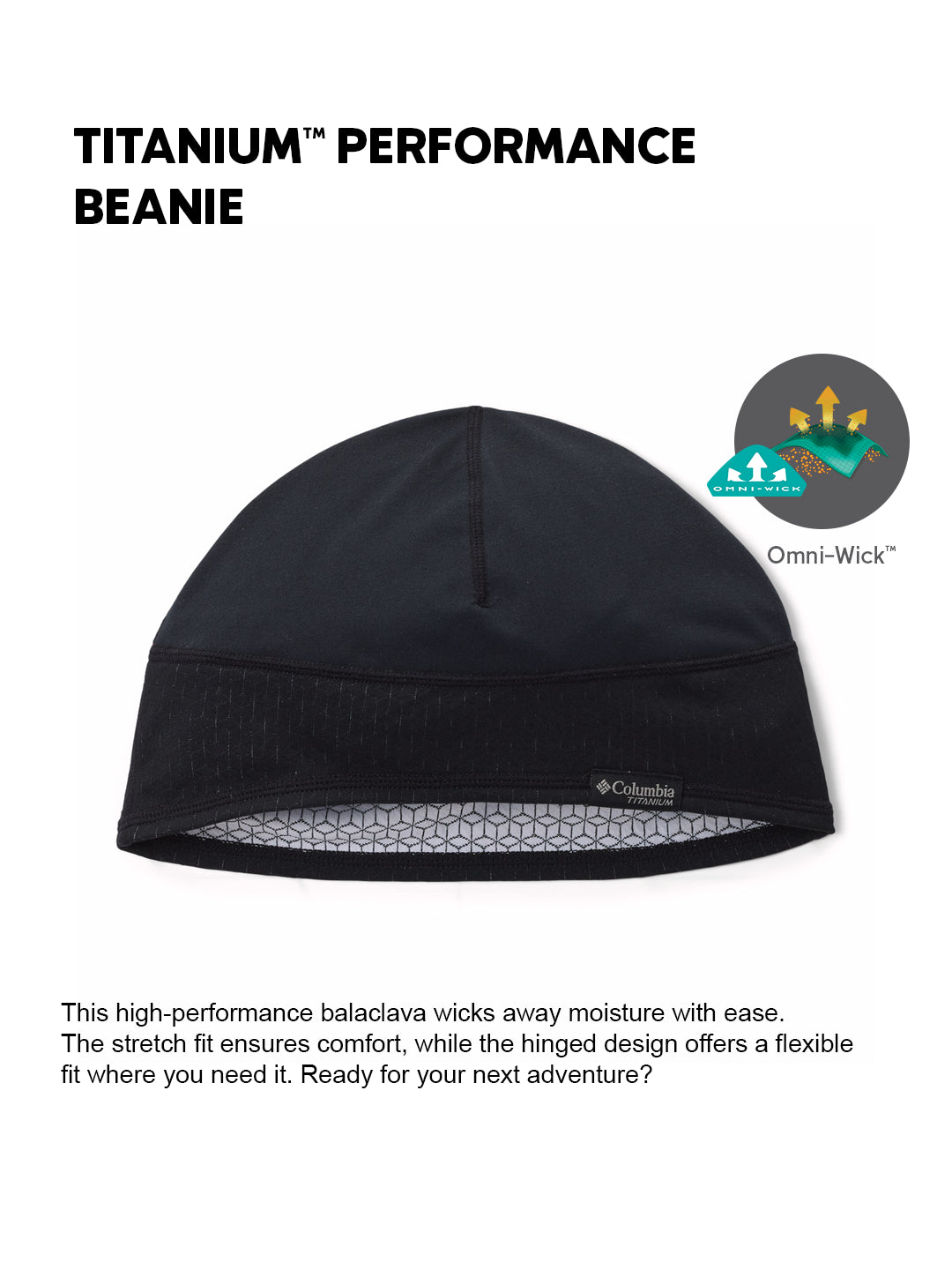 Columbia Unisex Black Omni-Wick Titanium Performance Beanie