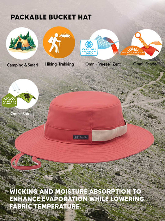 Columbia Pink Omni-Freeze Unisex Packable Bucket Hat for Sun Protection