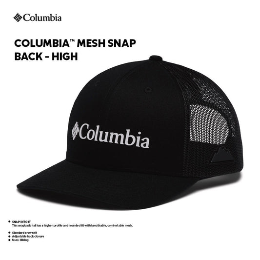 Columbia Unisex Black Mesh Snap Back High Crown Cap