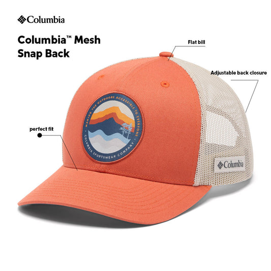 Columbia Unisex Orange Mesh Snap Back High Crown Cap