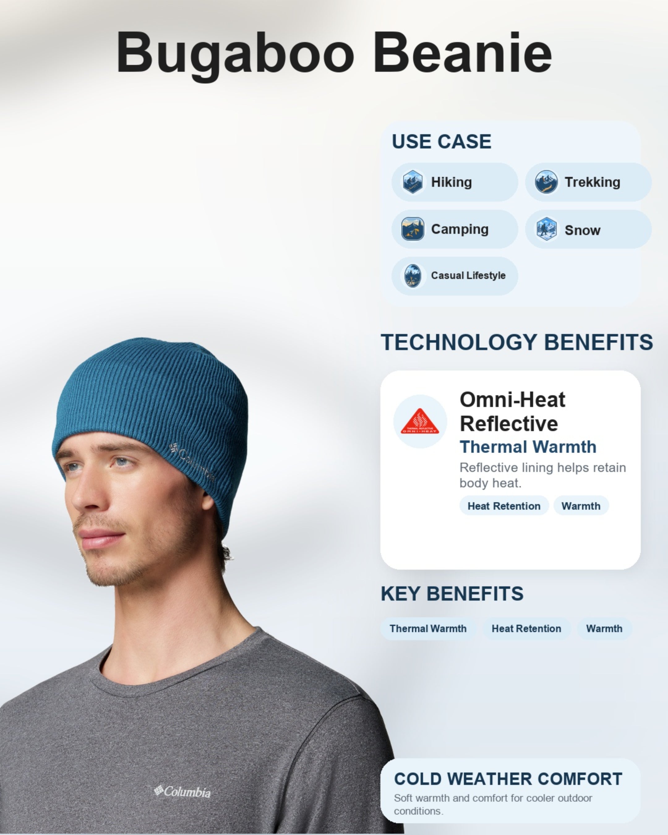Columbia Unisex Blue Omni-Heat Reflective Bugaboo Beanie