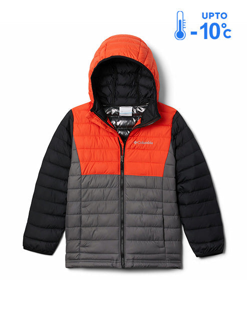Columbia Kids Boys Grey Omni-Heat Reflective Powder Lite Hooded Down Jacket