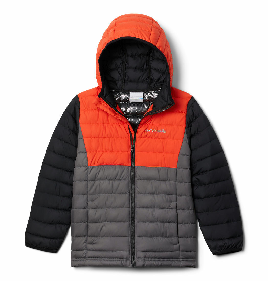 Columbia Kids Boys Grey Powder Lite Hooded Jacket