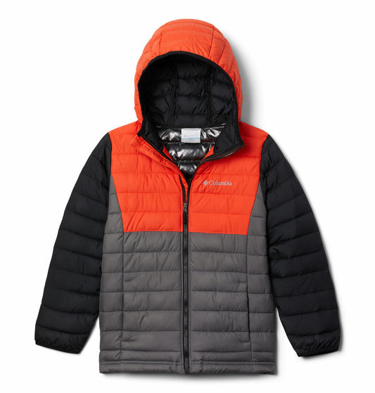 Columbia Kids Boys Grey Powder Lite Hooded Jacket