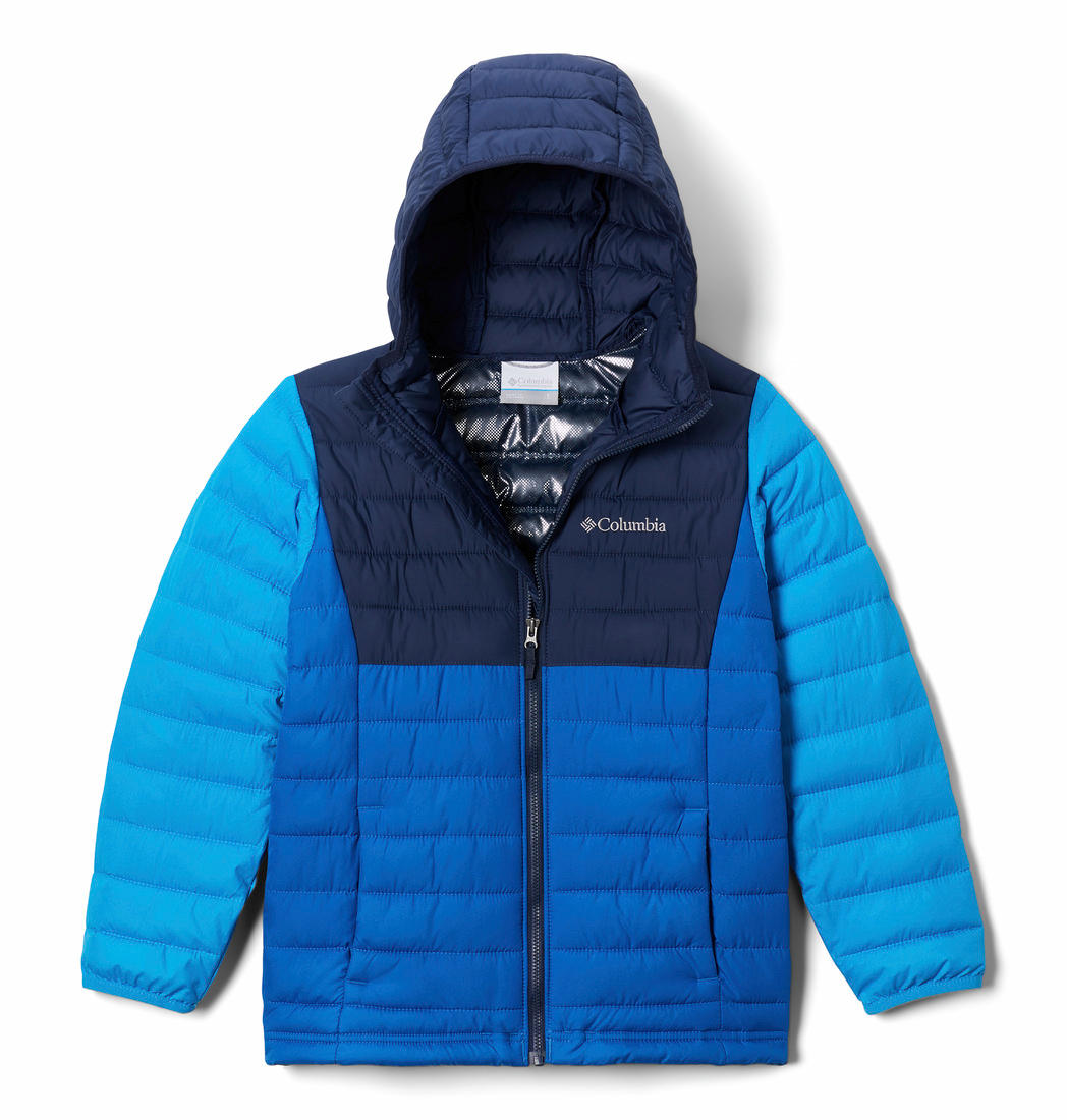 Columbia Kids Boys Blue Omni-Heat Reflective Powder Lite Hooded Jacket