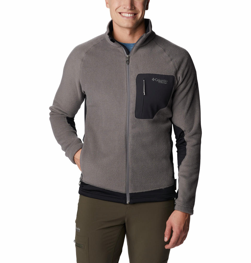 Columbia Men Grey Omni-Wick Titan Pass 2.0 II Fleece Jacket