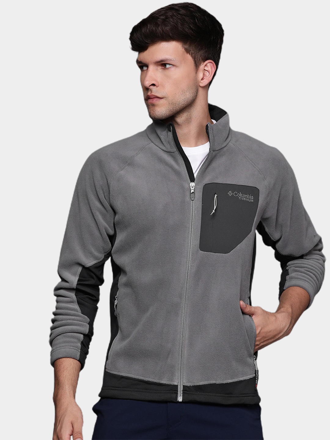 Columbia Men Grey Omni-Wick Titan Pass 2.0 II Fleece Jacket