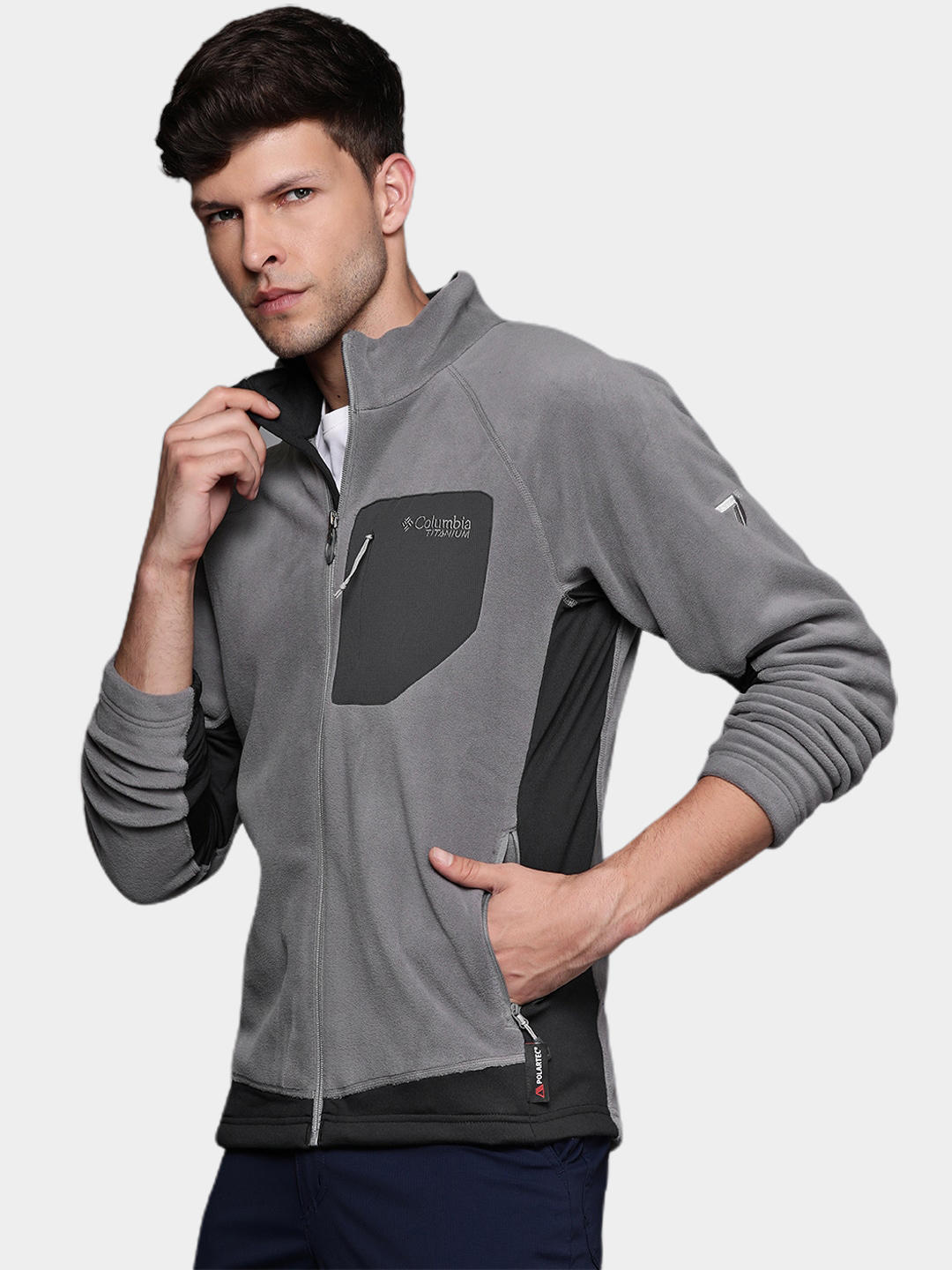 Columbia Men Grey Omni-Wick Titan Pass 2.0 II Fleece Jacket