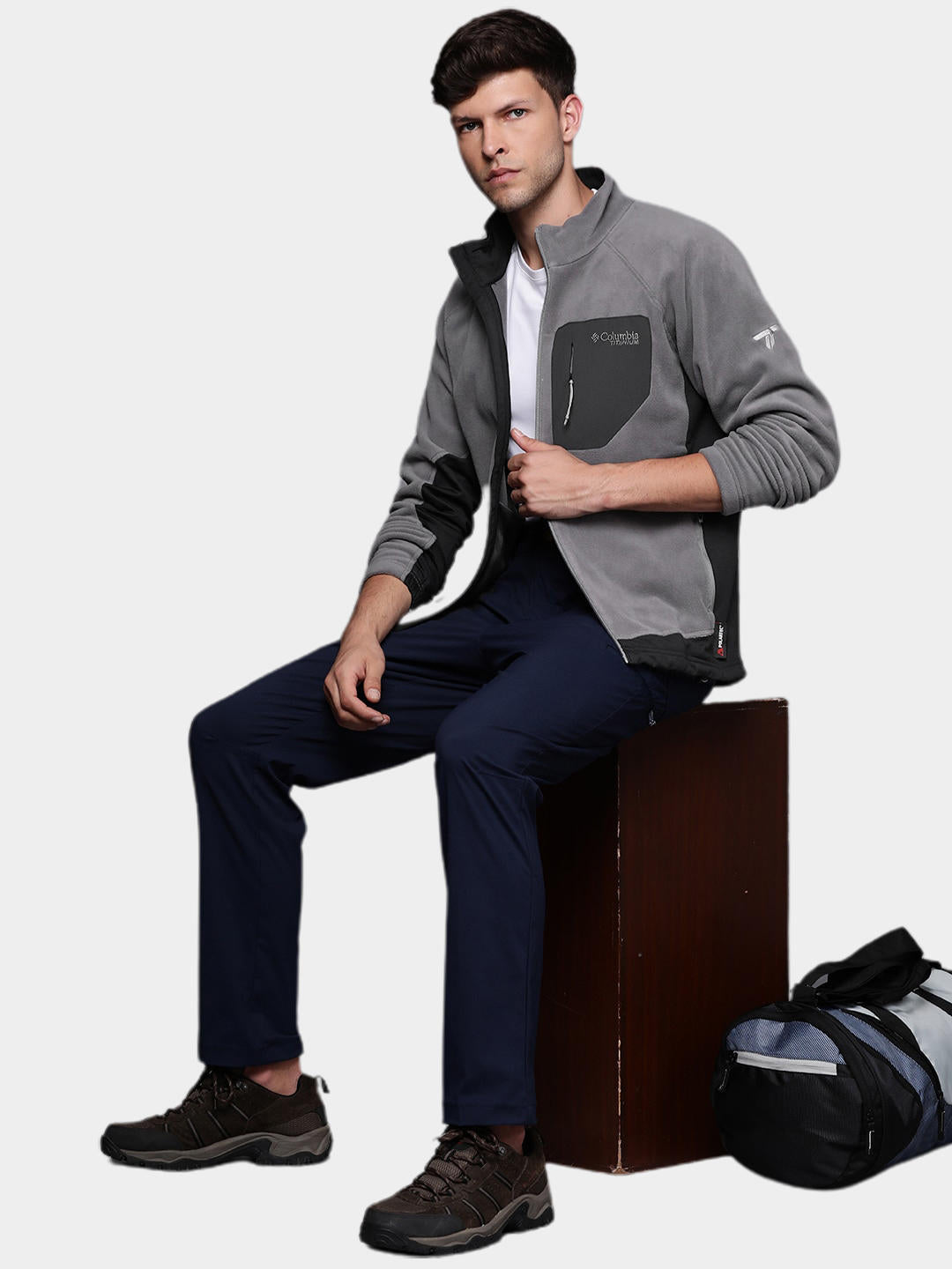 Columbia Men Grey Omni-Wick Titan Pass 2.0 II Fleece Jacket