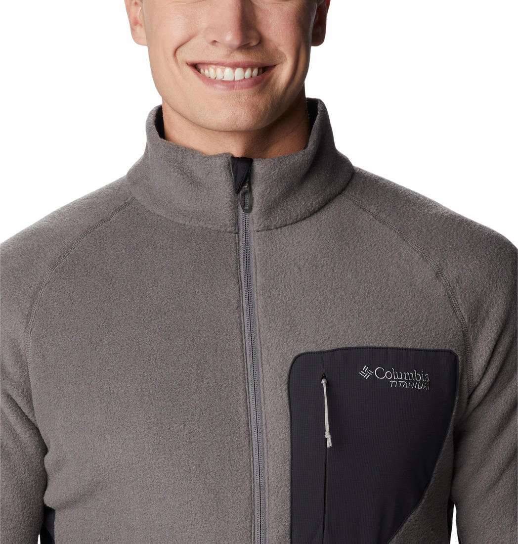 Columbia Men Grey Omni-Wick Titan Pass 2.0 II Fleece Jacket