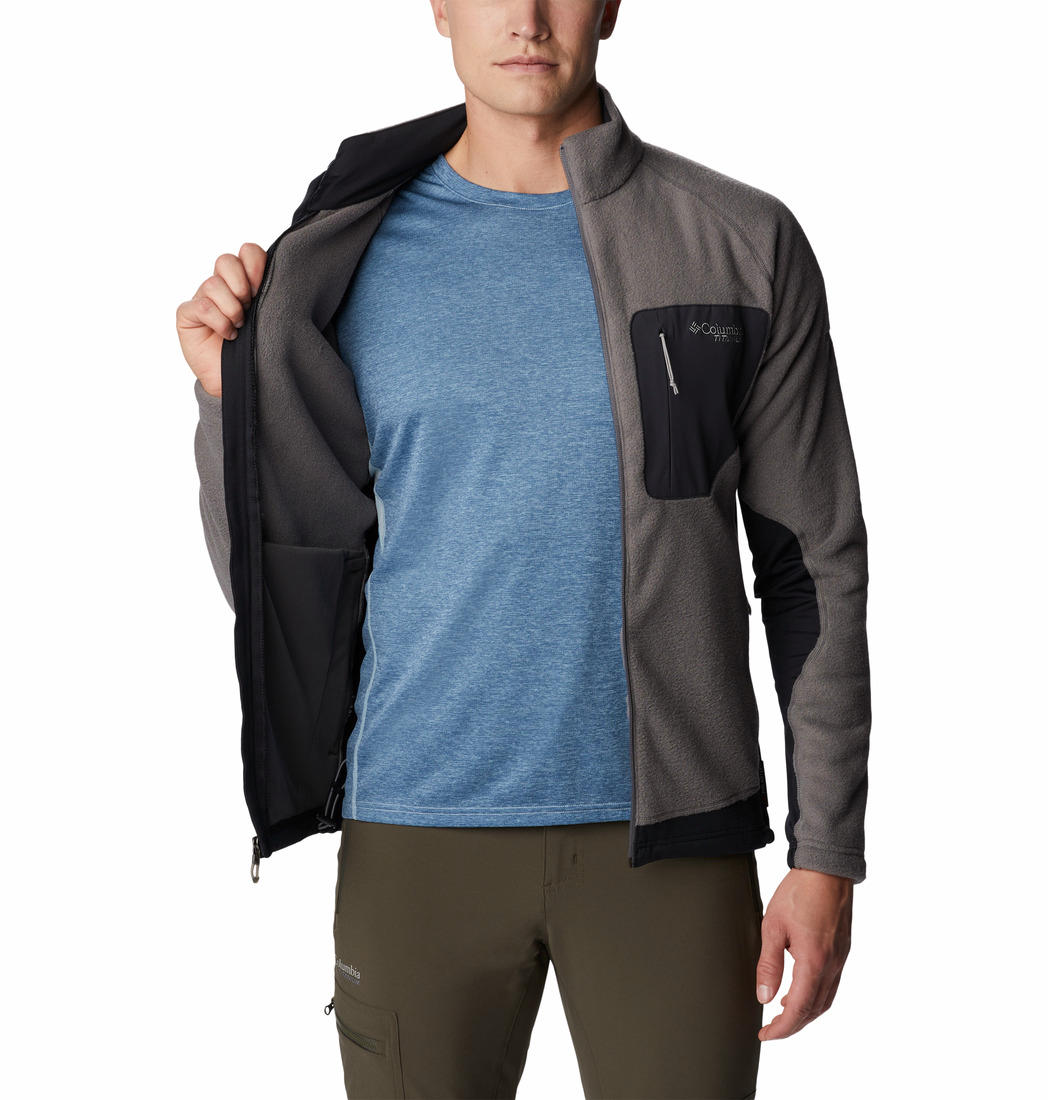 Columbia Men Grey Omni-Wick Titan Pass 2.0 II Fleece Jacket