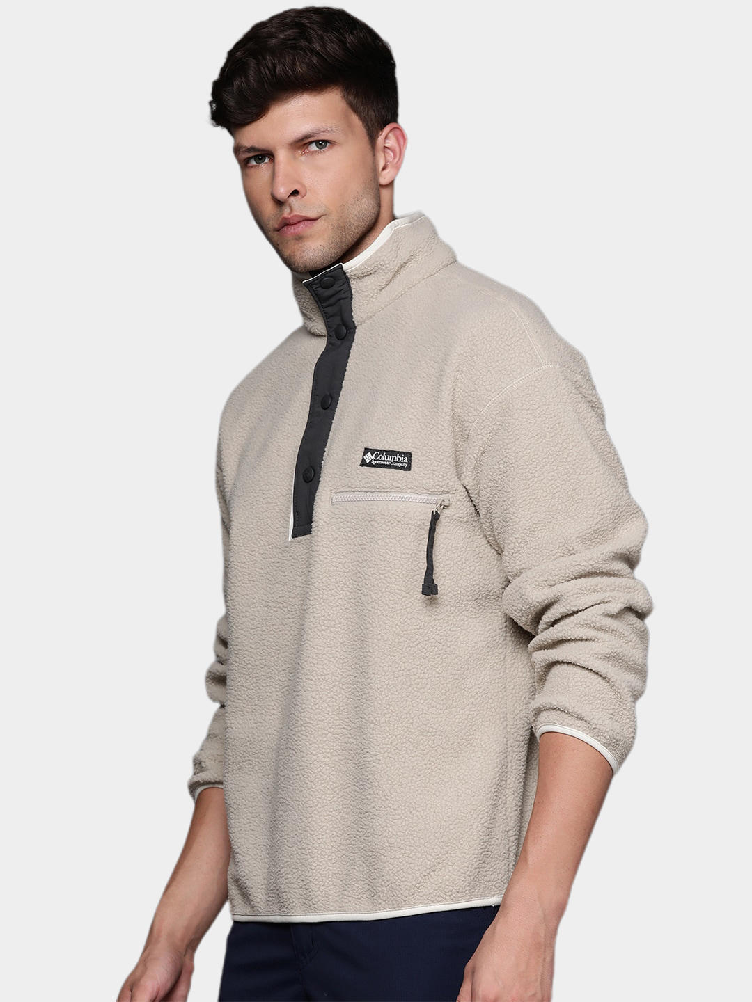 Columbia Men Beige Helvetia Half Snap Fleece Jacket