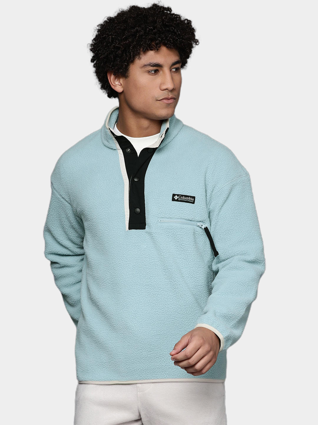 Columbia Men Blue Helvetia Half Snap Fleece Top