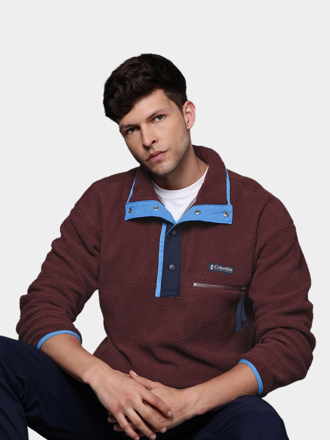 Columbia Men Purple Helvetia Half Snap Fleece Jacket