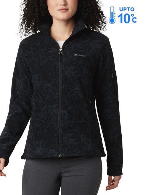 Columbia Women Black Fast Trek Printed Fleece Jacket