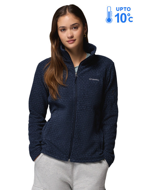 Columbia Women Blue Fast Trek Printed Fleece Jacket