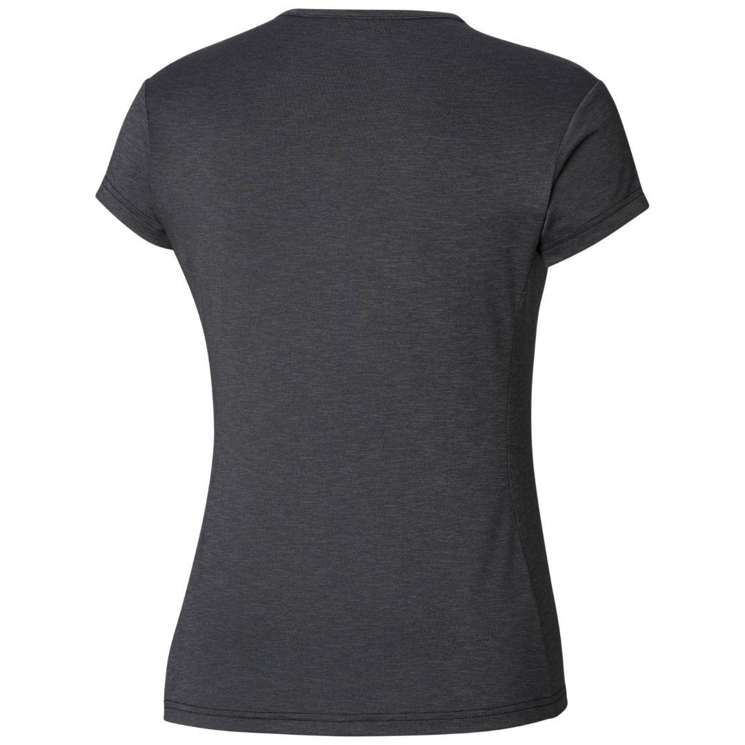 A Women Wearing Columbia Women Black Firwood Camp Tee (Sun Protection)