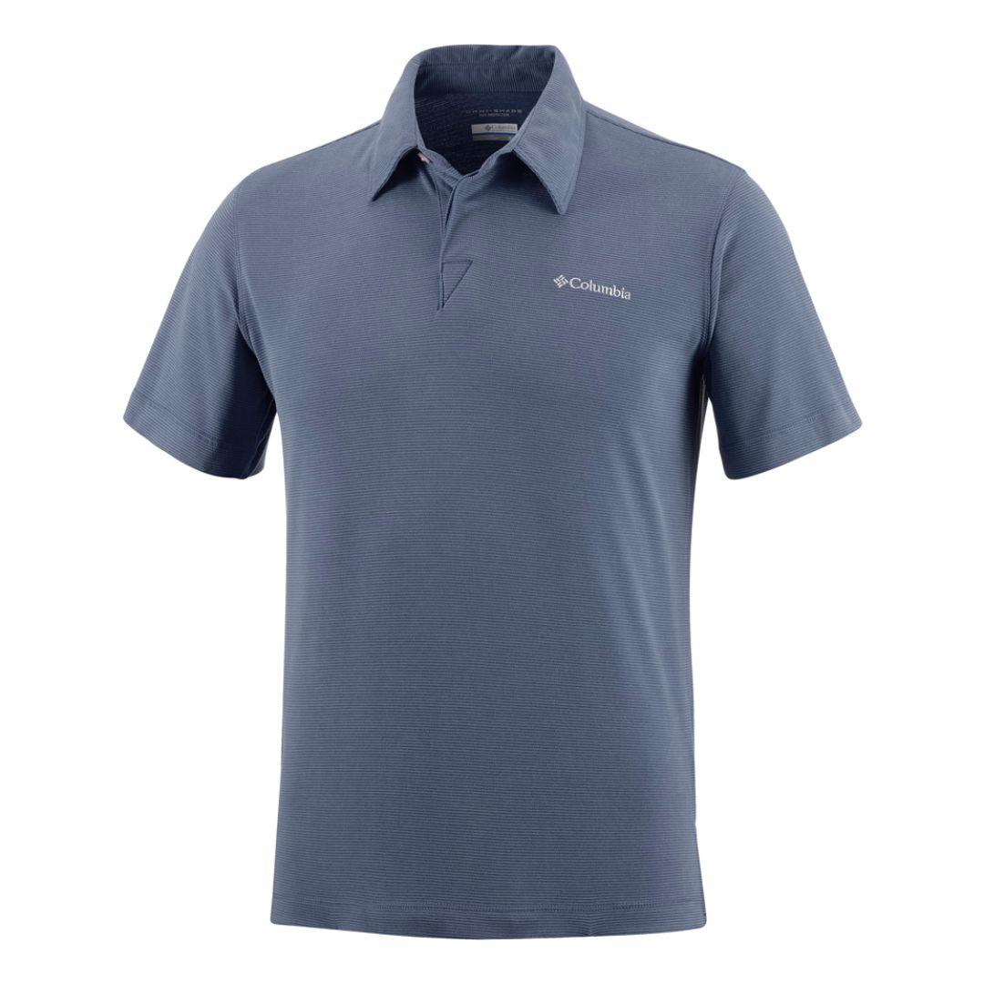 Columbia Men Blue Sun Protection Sun Ridge Polo Tshirt