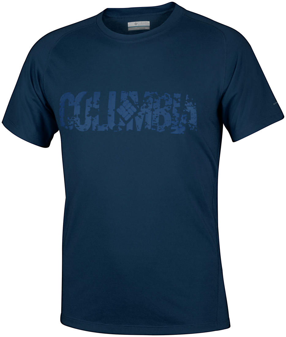 Columbia Men Blue Mountain Tech Logo S S Crew (Sun Protection)